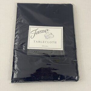 Fiesta Tablecloth Solid Oxford Cotton Cobalt Blue 52x70" NEW NIP
